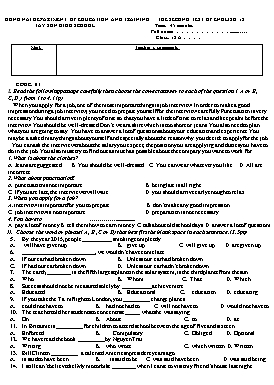Bộ đề kiểm tra học kỳ II môn Tiếng Anh Lớp 12 - Năm học 2015-2016 - Trường THPT Tây Sơn (Có đáp án)